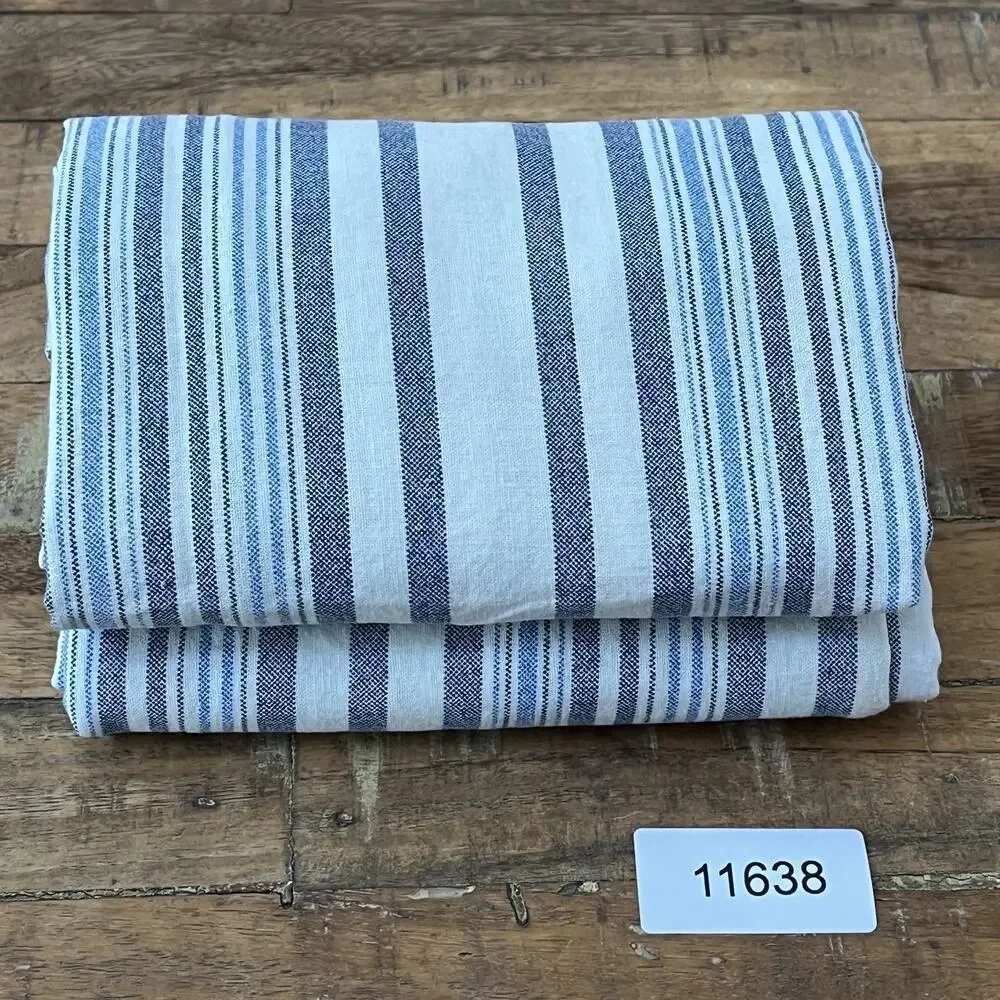 Tresors de Provence Blue Striped Linen Blend Pillow Shams 21